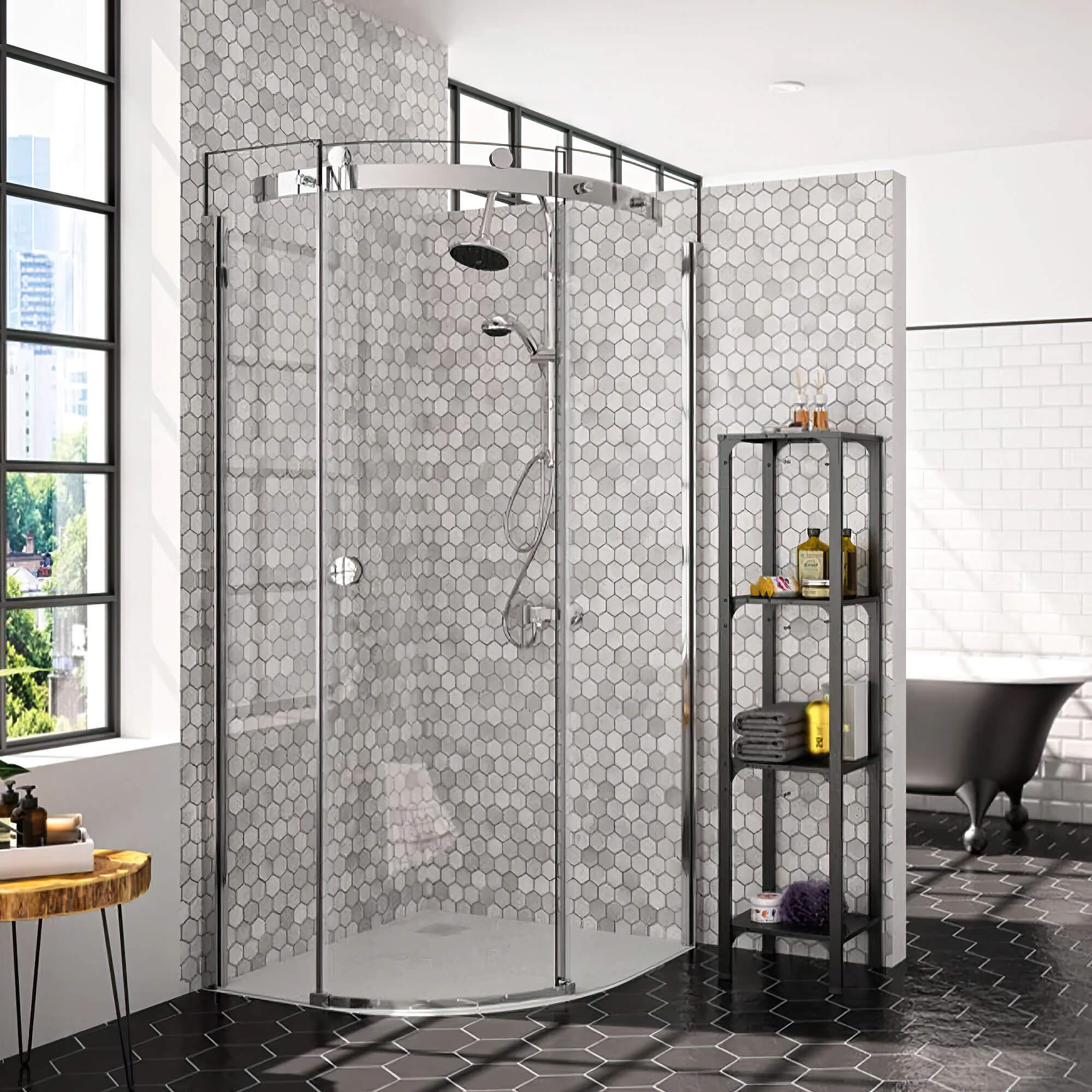 Merlyn 10-Series Frameless Sliding Quadrant Shower Enclosure - Soft Close - 900 x 900mm