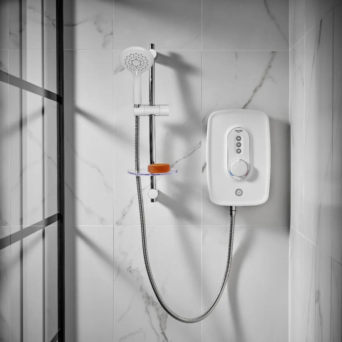Triton Danzi Contemporary Electric Shower with Slide Rail Kit - White or Black
