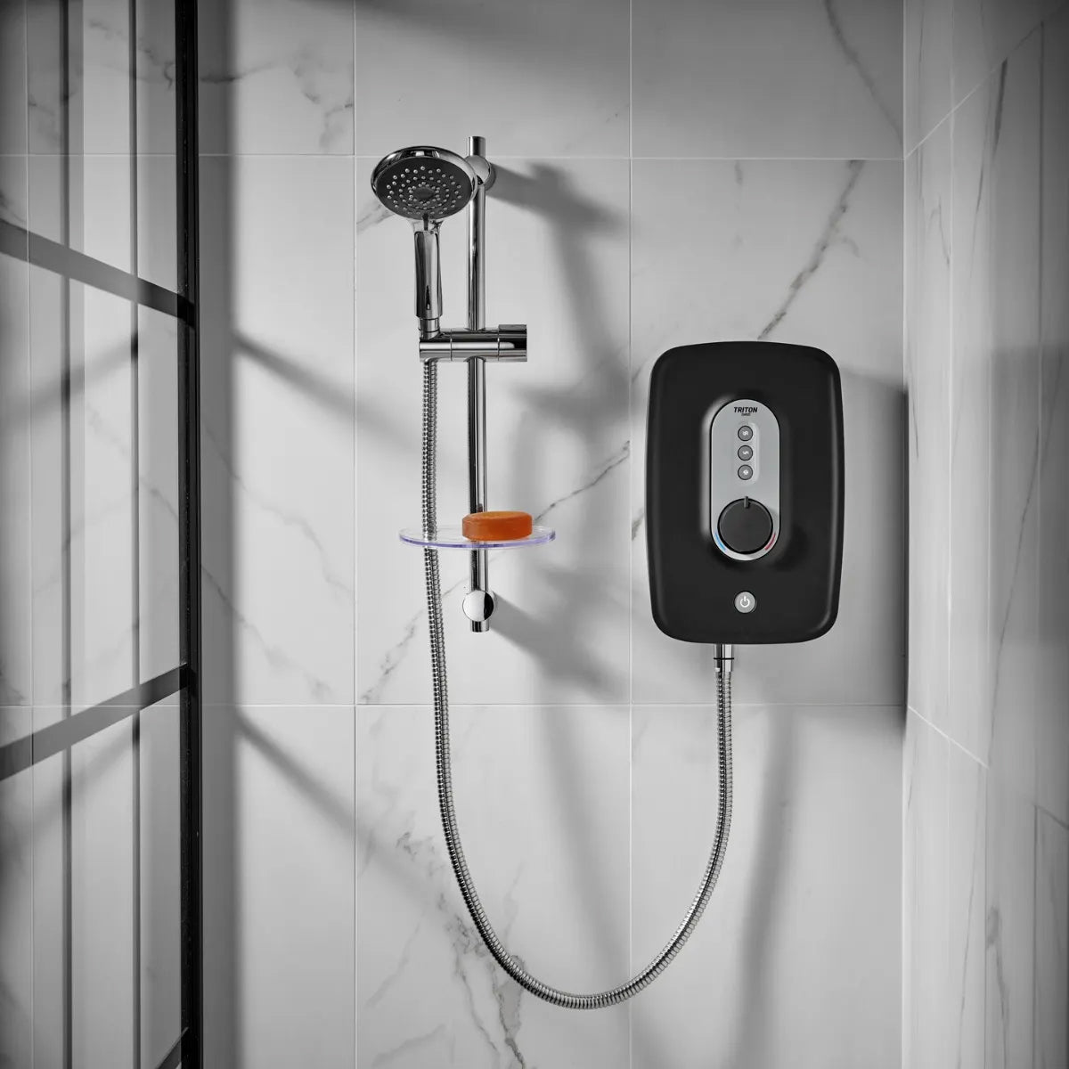 Triton Danzi Contemporary Electric Shower with Slide Rail Kit - White or Black