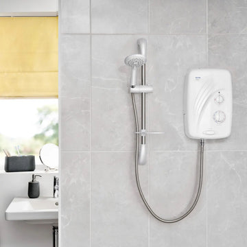Triton White Electric Pumped Shower with Slide Rail Kit - Silent Running - 8.5 kW