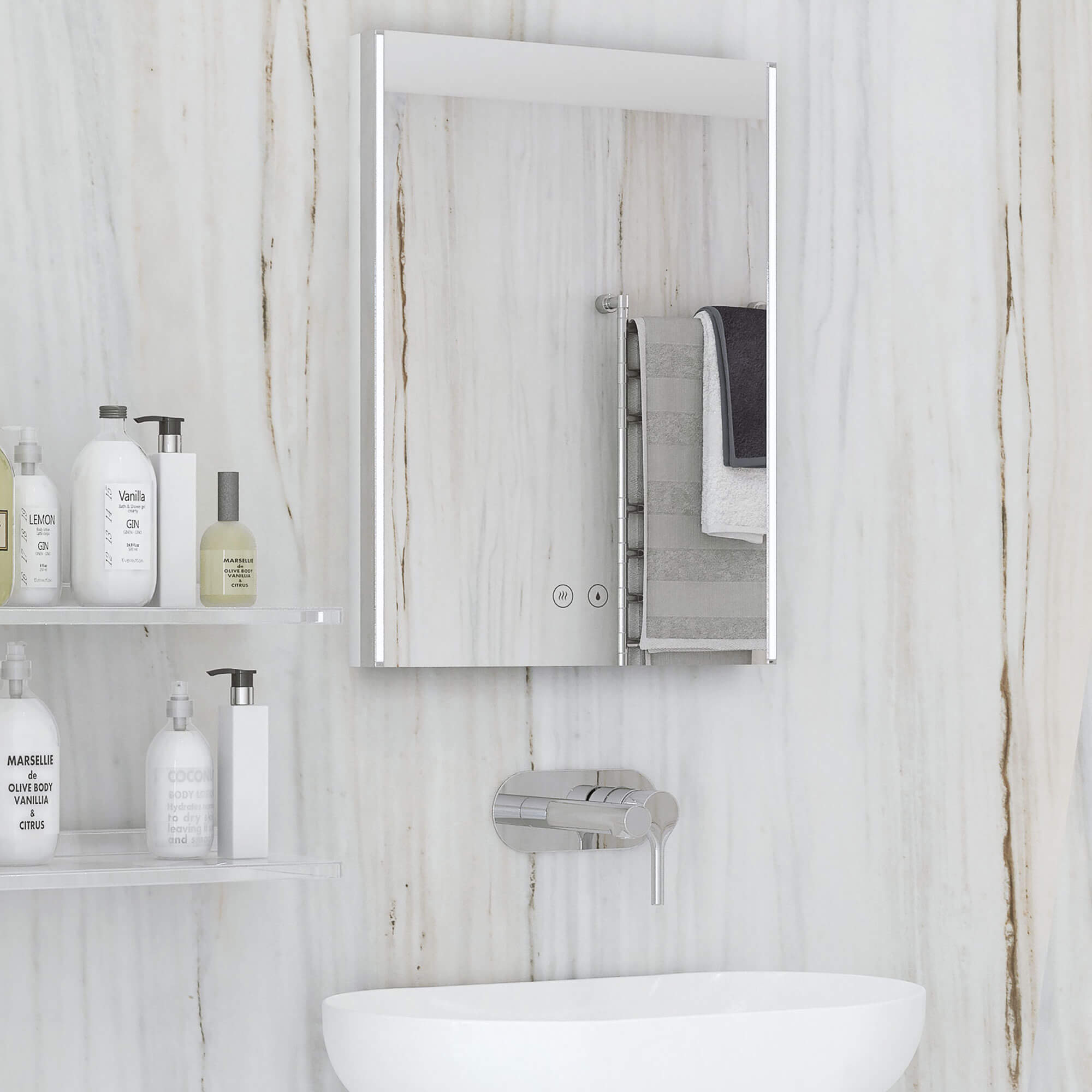 RAK Resort Rectangular Borderlit LED Illuminated Mirror with Demister Pad and Shaver Socket