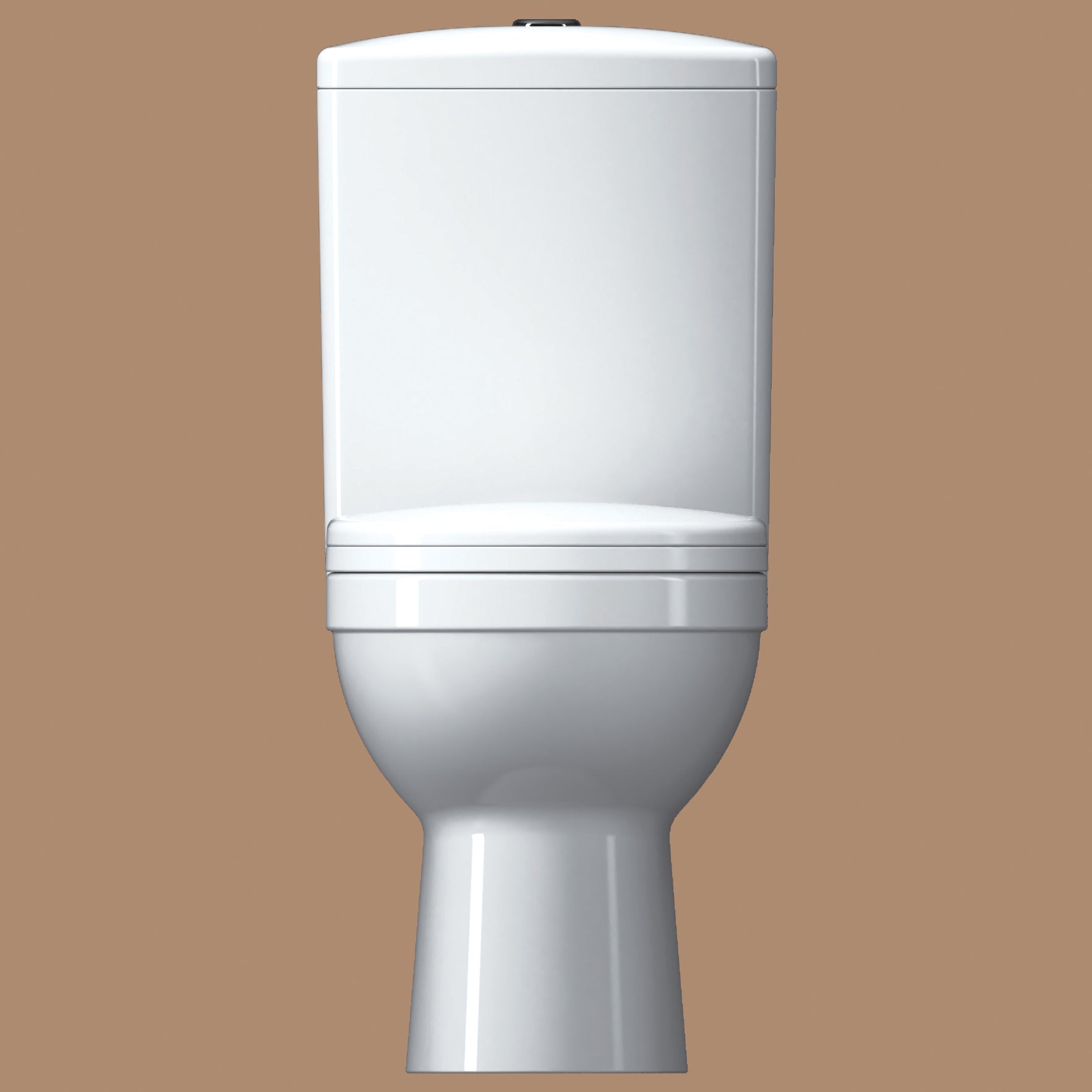 White compact close coupled toilet with dual flush cistern by IMEX Ivo, measuring 355x610mm, shown in a clean bathroom setting.