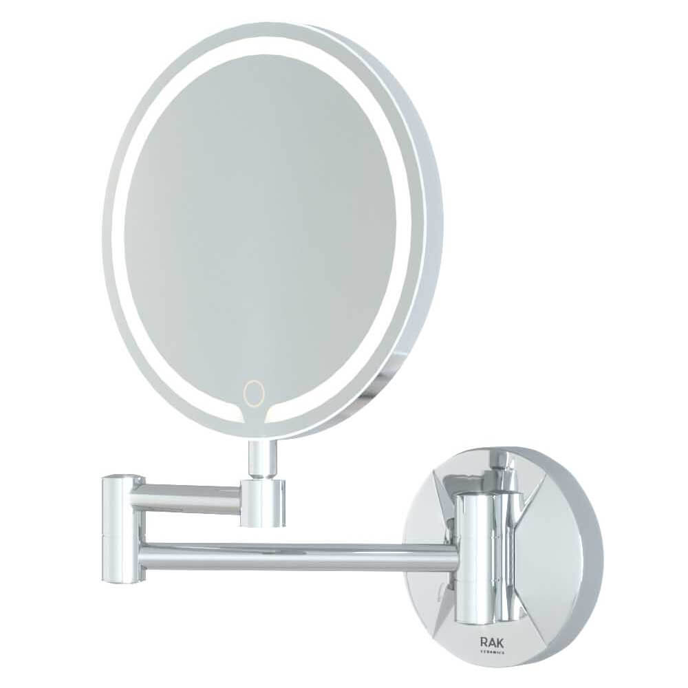 RAK Demeter Chrome LED Frontlit Magnifying Mirror with Touch Sensor Switch 200 x 264mm - 3x Zoom
