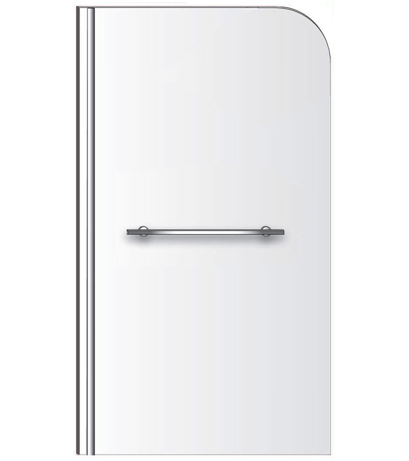 IMEX Wave Pivot Frameless Curved Bath Screen with Towel Rail - Chrome Profile - 820 x 1455mm