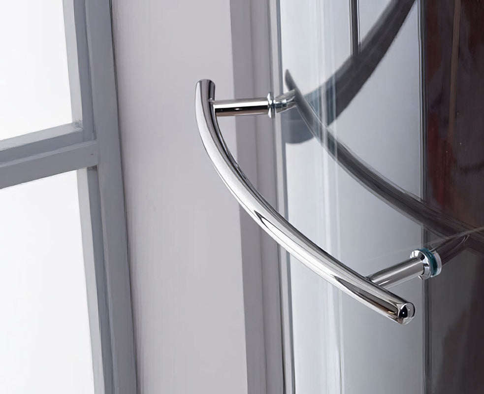 IMEX Arco Universal Frameless Curved Bath Screen with Towel Rail - Pivot - 800 x 1500mm