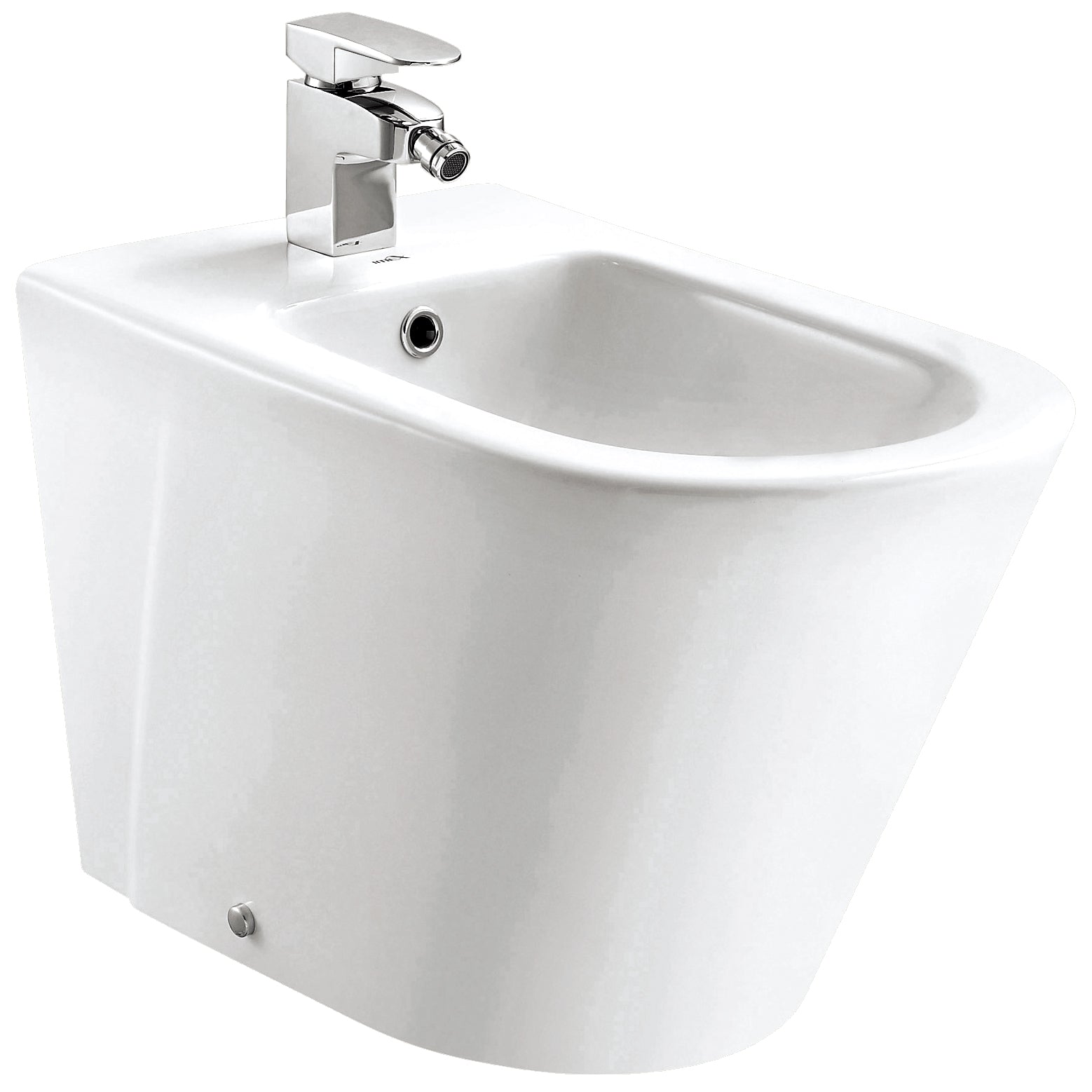 Contemporary Tuskan Tiles IMEX Arco white bidet with 550mm projection, back-to-wall design, sleek modern bathroom fixture