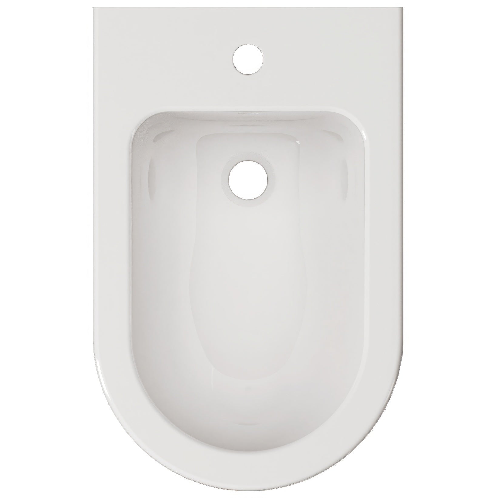 Contemporary white bidet by IMEX Arco with 550mm projection, designed for back-to-wall installation, from Tuskan Tiles.