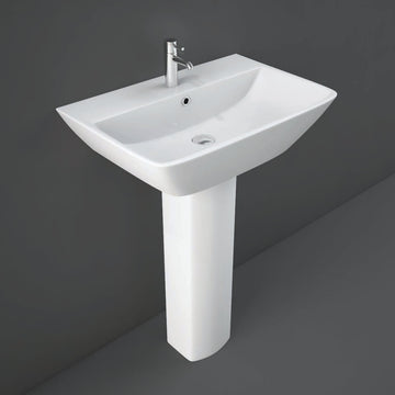 RAK Summit 1 Tap Hole White Basin With Full Pedestal 600mm