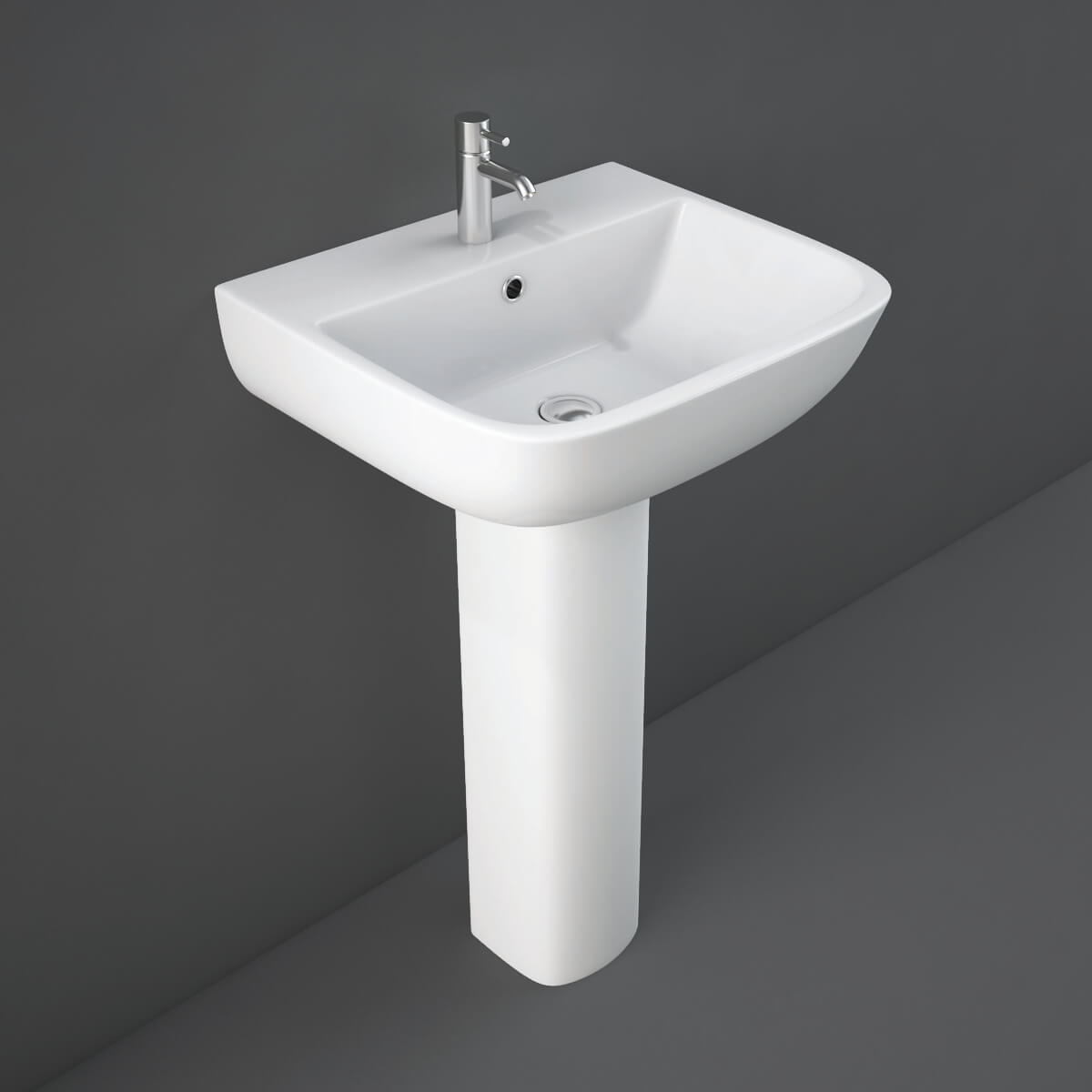 White RAK Series-600 contemporary cloakroom suite with sleek design and modern fixtures, ideal for compact bathroom spaces.