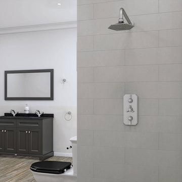RAK Washington Traditional Fixed Chrome Pentagonal Shower Head with Arm - Single Spray Mode