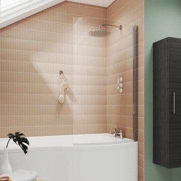 Nuie Frameless Curved Bath Screen - Polished Chrome Aluminium Profile - 870 x 1435mm