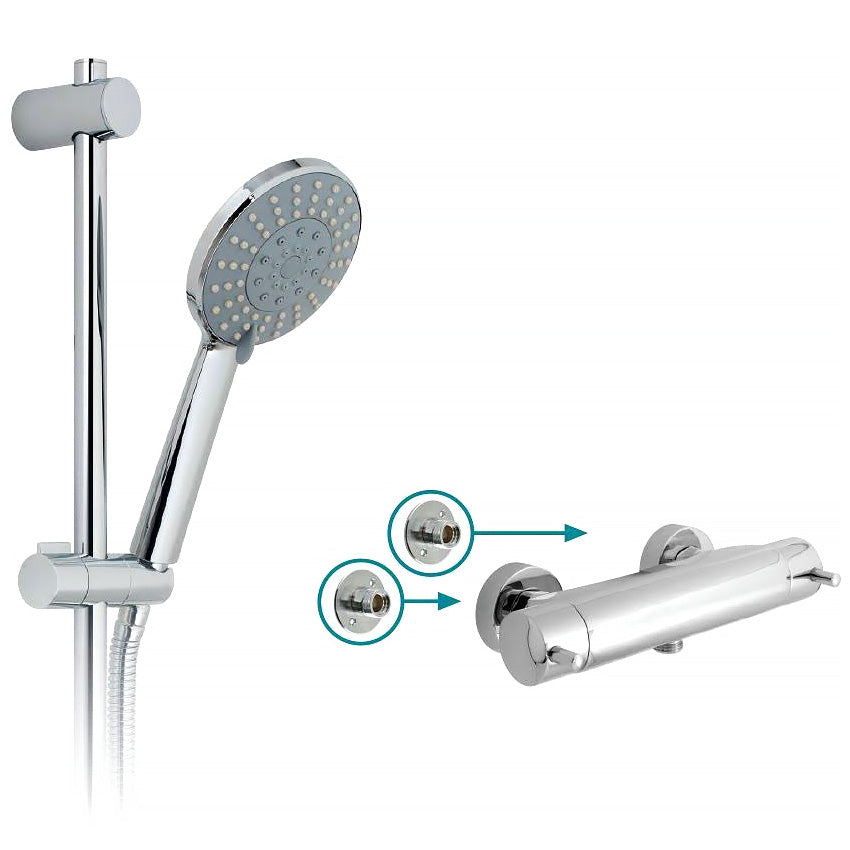 Vado Celsius Chrome Thermostatic Bar Shower Mixer Valve with Slide Rail Kit