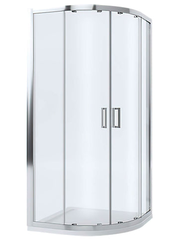 Mira Leap offset quadrant shower enclosure with glass panels and twin handles, featuring sleek modern design for bathroom use
