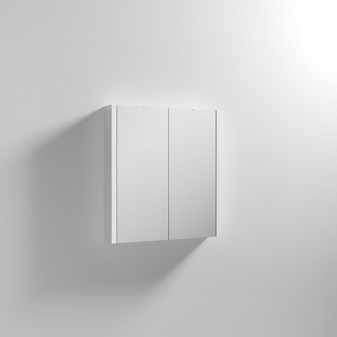 Nuie Parade Gloss White Wall Hung Mirror Cabinet with Handles - 2 Door - 617 x 650mm - Tuskan Tiles