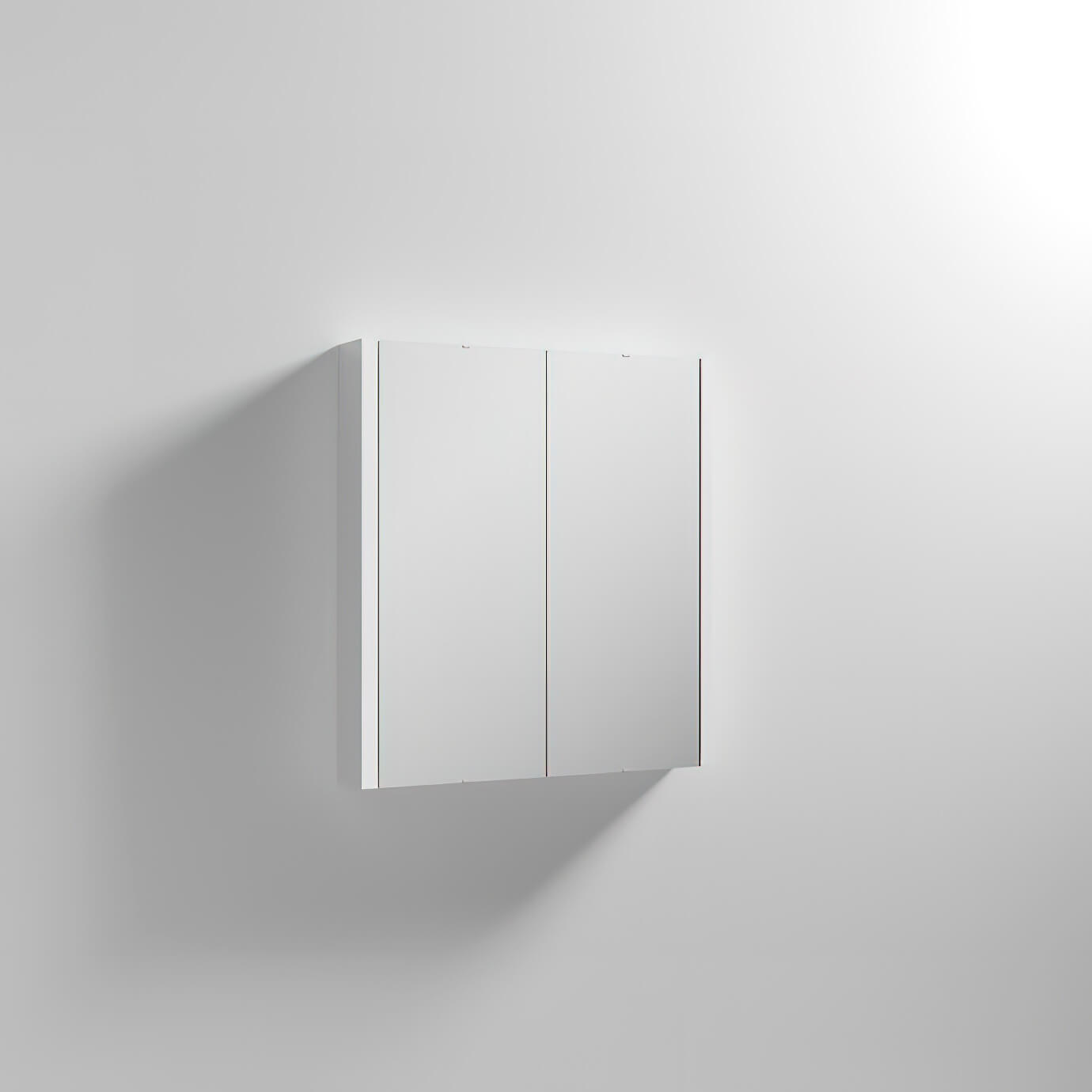 Nuie Parade Gloss White Wall Hung Mirror Cabinet with Handles - 2 Door - 617 x 650mm - Tuskan Tiles