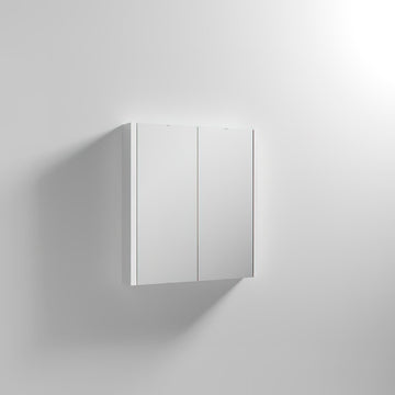Nuie Parade Gloss White Wall Hung Mirror Cabinet with Handles - 2 Door - 617 x 650mm - Tuskan Tiles