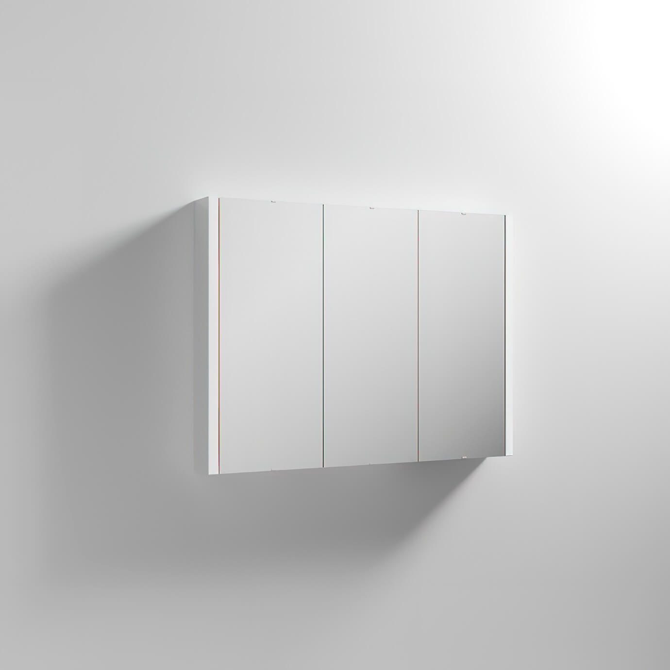 Nuie Eden Gloss White Wall Hung Mirror Cabinet with Handles - 3 Door - 898 x 650mm - Tuskan Tiles