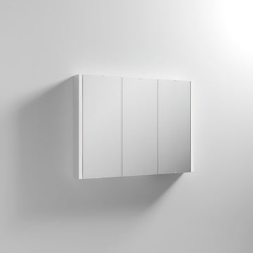 Nuie Eden Gloss White Wall Hung Mirror Cabinet with Handles - 3 Door - 898 x 650mm - Tuskan Tiles