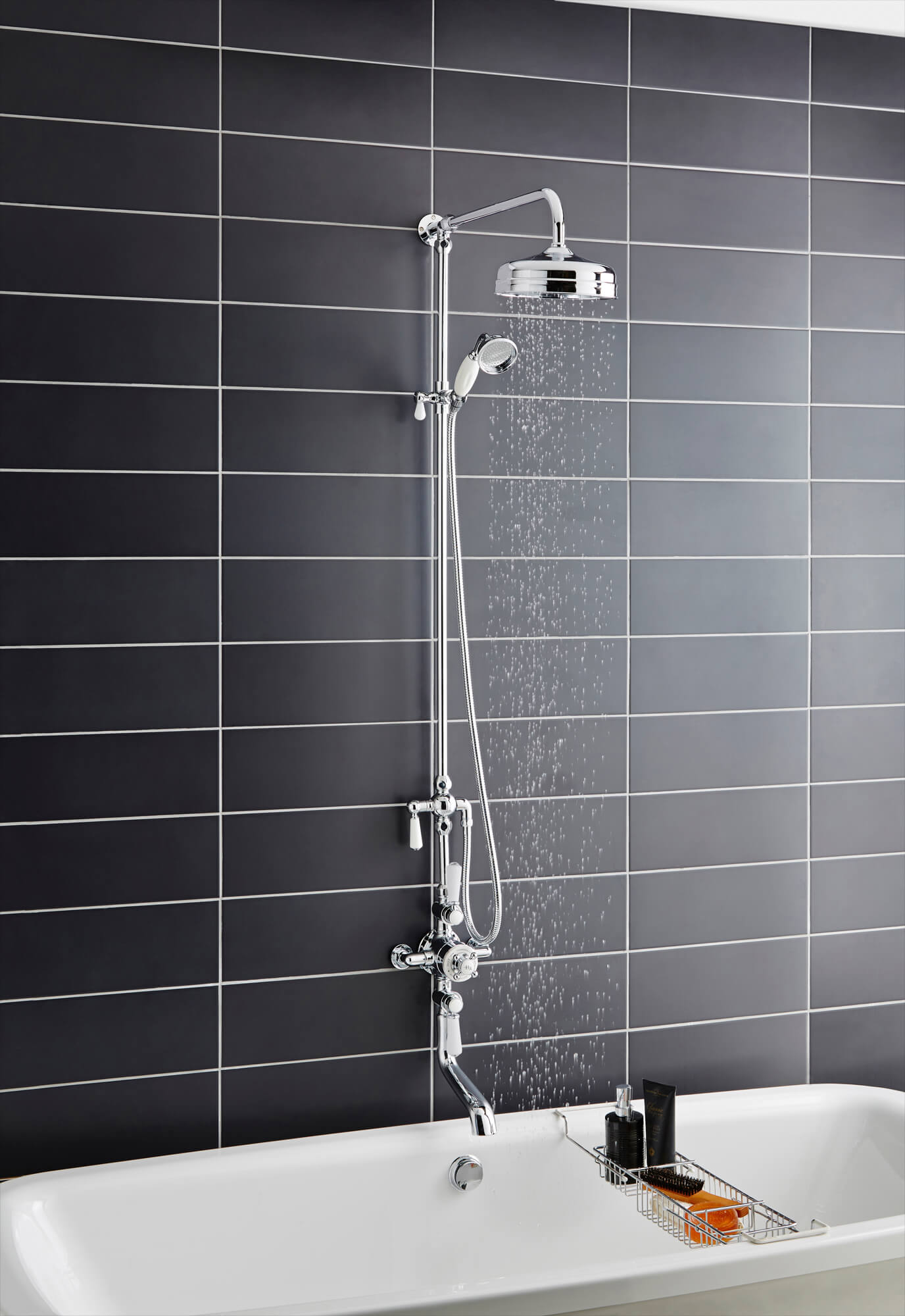 Hudson Reed Topaz Exposed Thermostatic Traditional Shower Mixer Valve with Rigid Riser Kit
