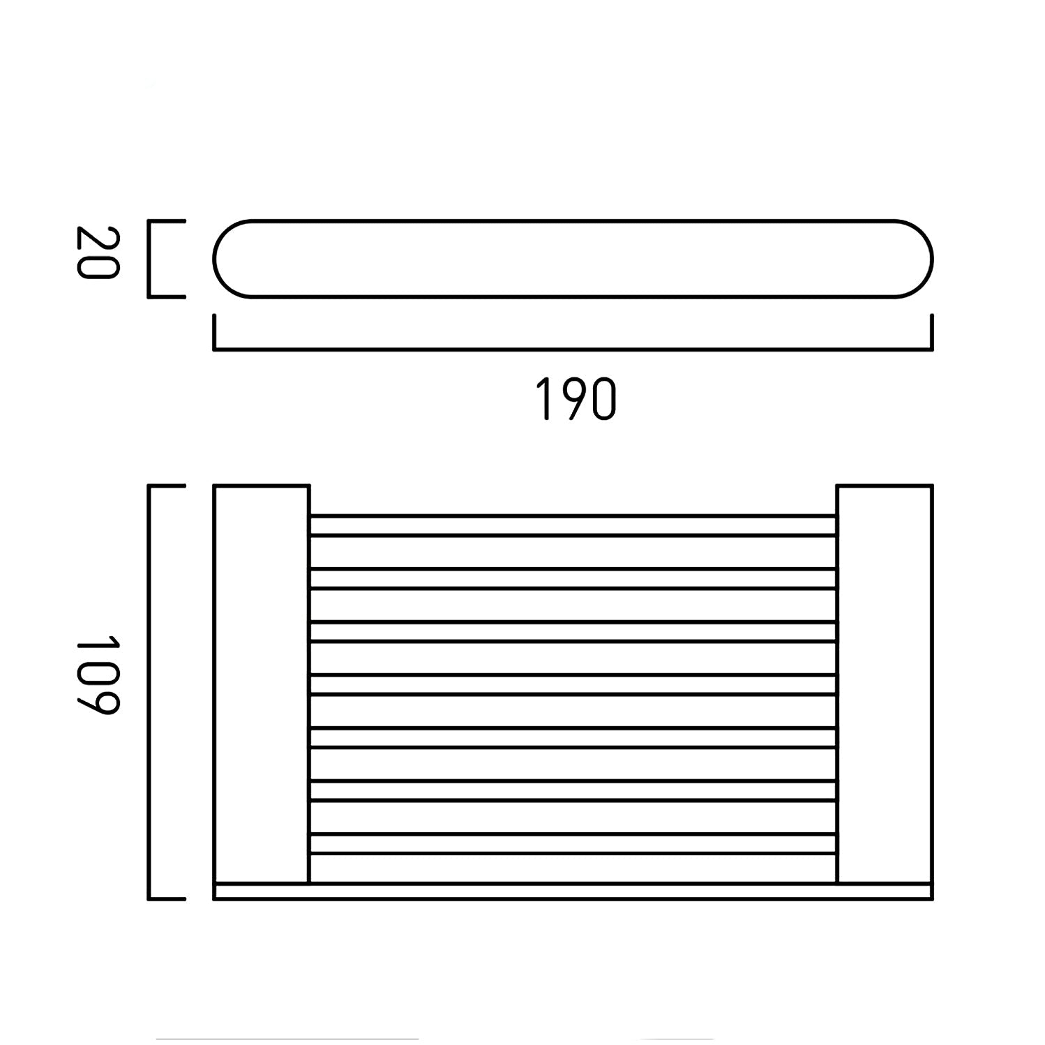 Chrome Vado Photon wall-mounted drain and soap tray with slatted bars, measuring 190 x 109mm, by Tuskan Tiles.