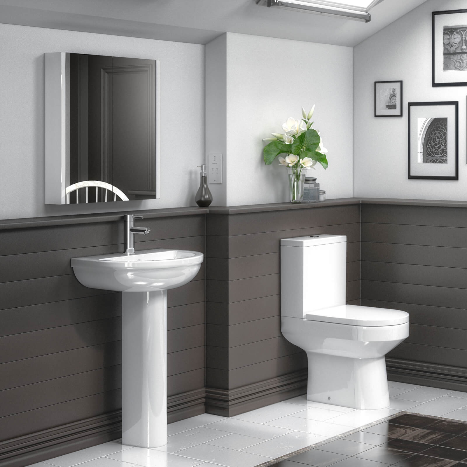 Nuie Harmony white contemporary basin and toilet pack with sleek design, modern fixtures, and matching bathroom essentials.