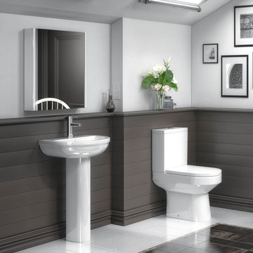 Nuie Harmony white contemporary basin and toilet pack with sleek design, modern fixtures, and matching bathroom essentials.