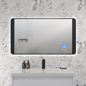 JTP DBI Digital Rectangular Matt Black Bluetooth LED Mirror with Demister - 900 x 500mm