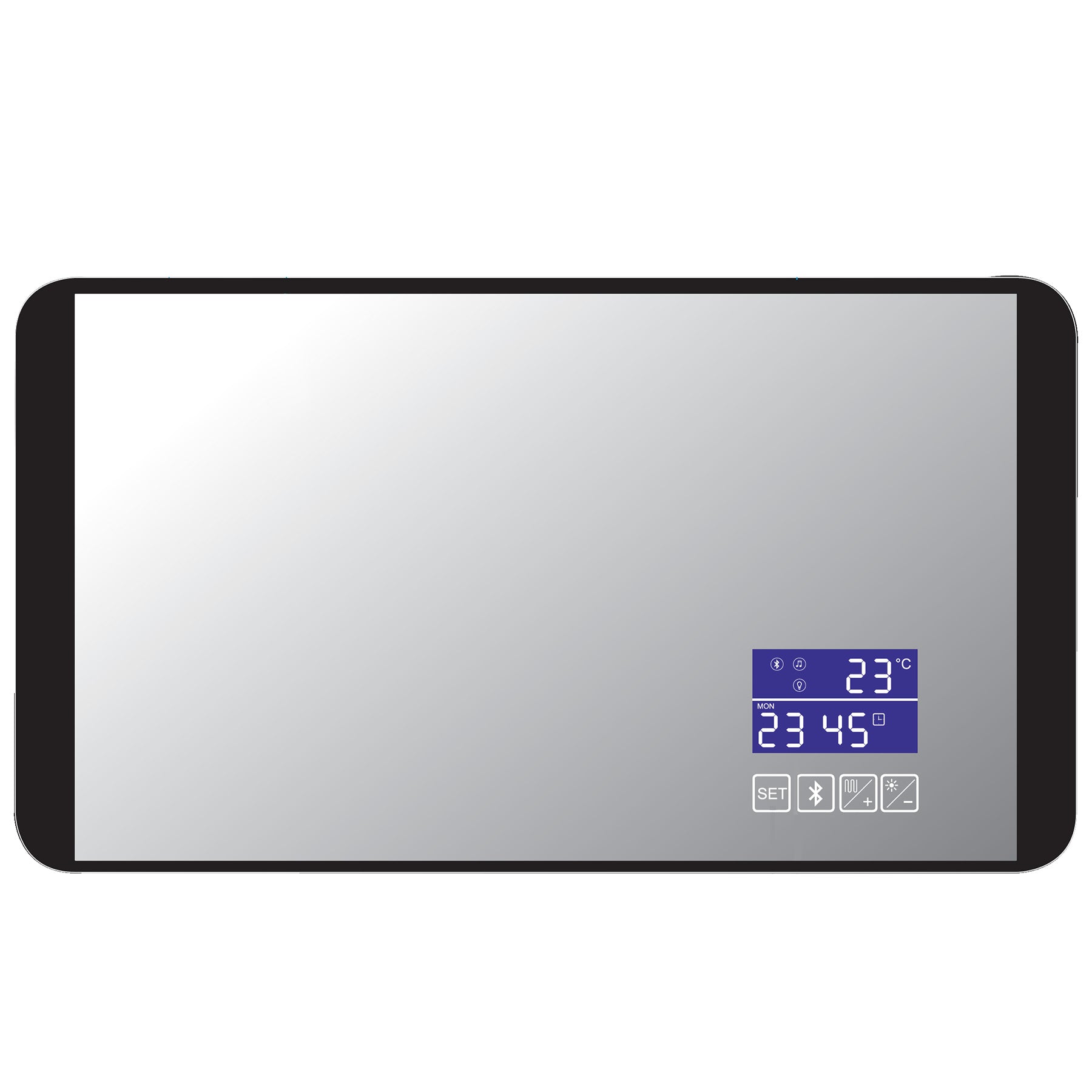 JTP DBI Digital Rectangular Matt Black Bluetooth LED Mirror with Demister - 900 x 500mm