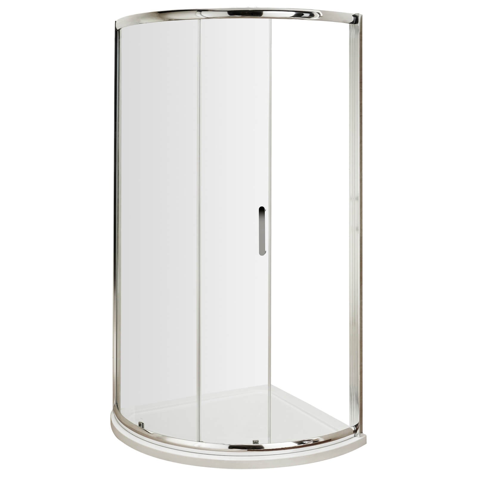 Nuie Pacific sliding quadrant shower enclosure with aluminium frame, reversible design, 860x860mm by Tuskan Tiles
