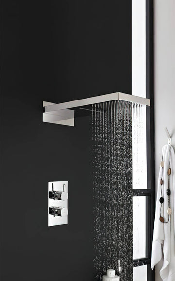 Hudson Reed Rectangular Fixed Chrome Shower Head with Waterfall Mode - Multi-Function