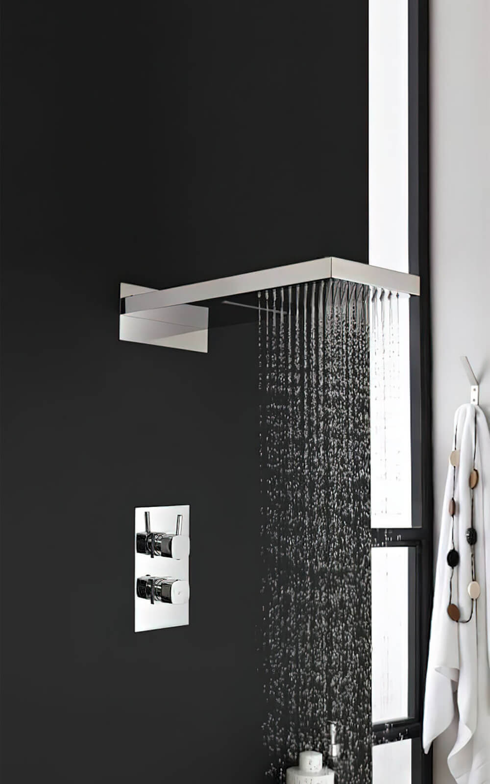 Hudson Reed Rectangular Fixed Chrome Shower Head with Waterfall Mode - Multi-Function