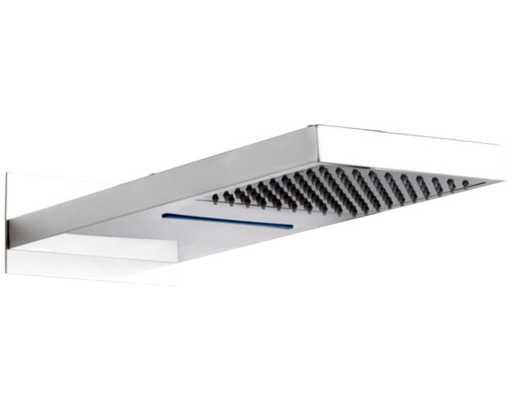 Hudson Reed Rectangular Fixed Chrome Shower Head with Waterfall Mode - Multi-Function