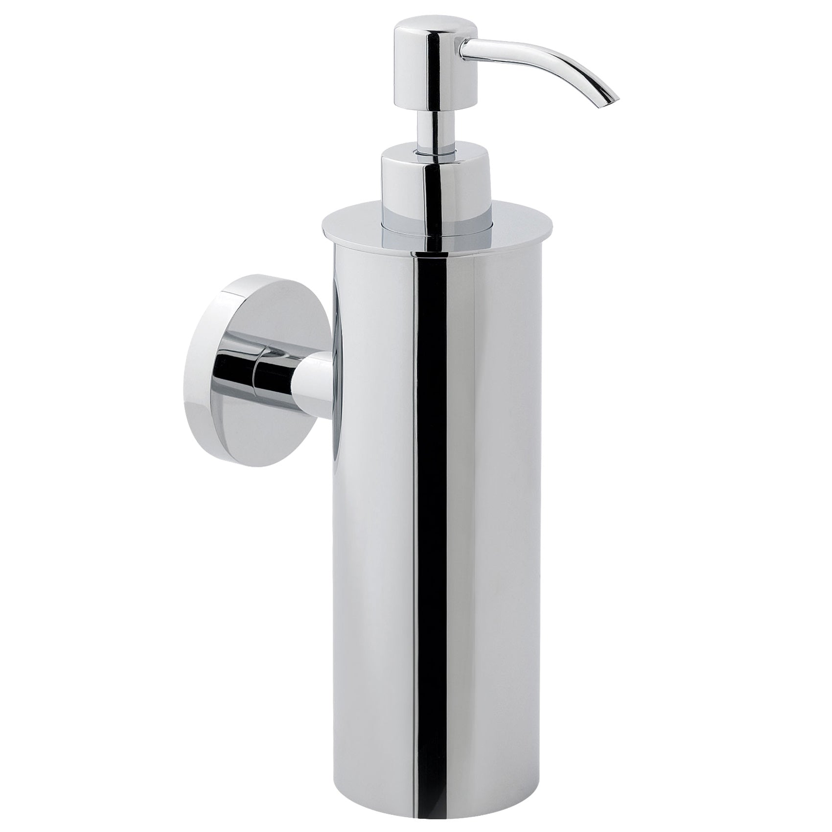 Chrome wall-mounted soap dispenser from Tuskan Tiles' JTP Florence collection, designed for bathroom or kitchen use.