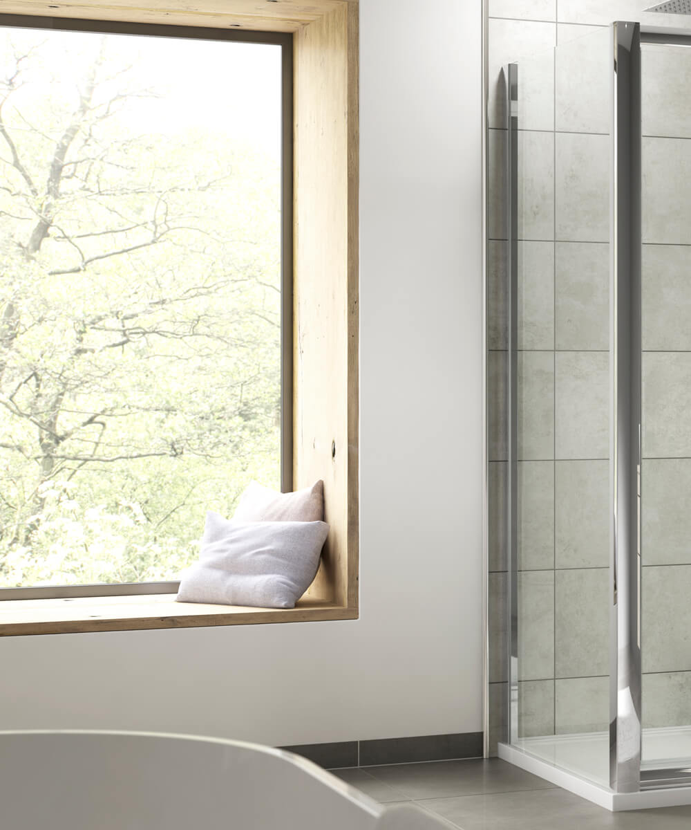 Nuie Pacific Aluminium Semi Frameless Side Panel For Shower Enclosure - 1850mm Height