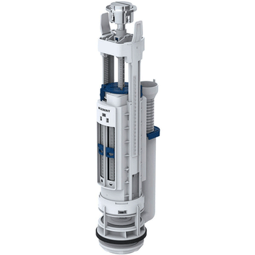 White Geberit Type 290 dual flush filling valve for ceramic cisterns, designed for efficient water flow in toilets.