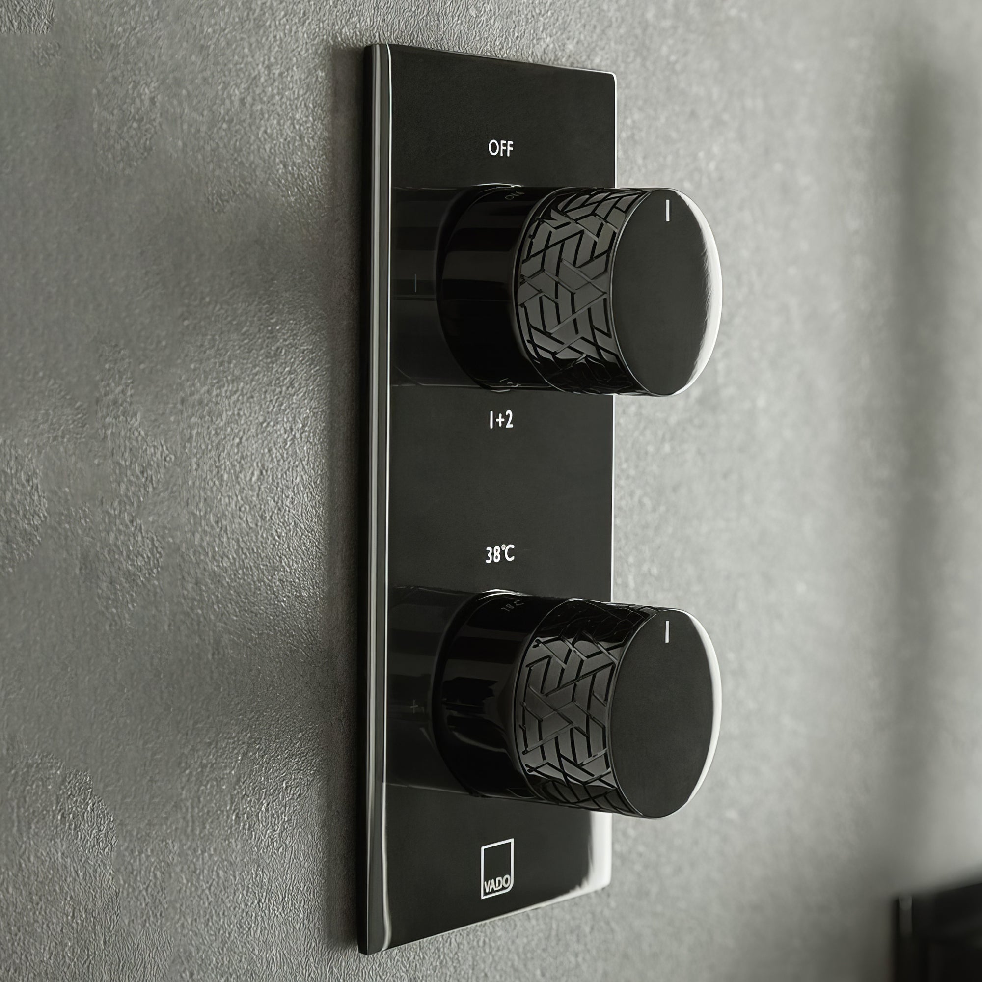 Vado Individual Omika Noir Concealed Thermostatic Shower Valve - Polished Black - 2 or 3 Control