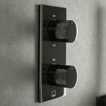 Vado Individual Omika Noir Concealed Thermostatic Shower Valve - Polished Black - 2 or 3 Control