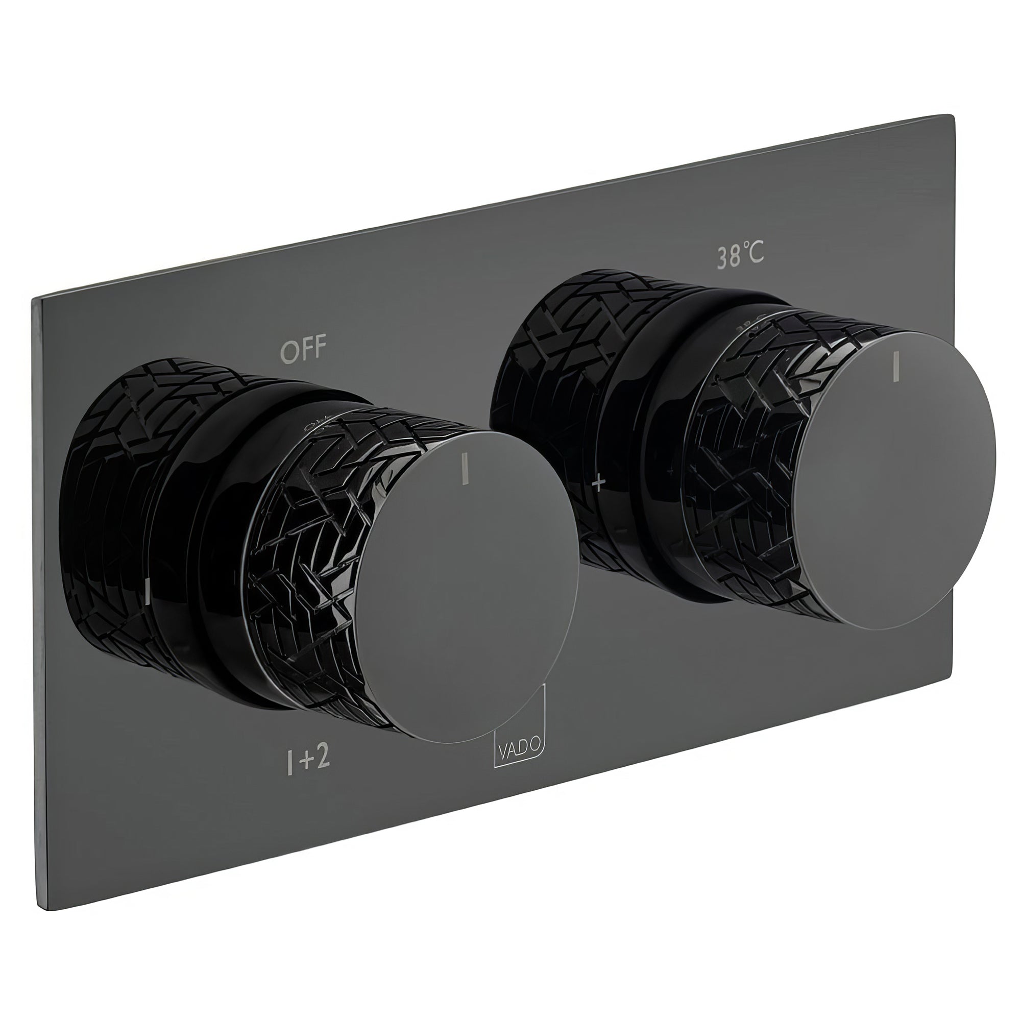Vado Individual Omika Noir Concealed Thermostatic Shower Valve - Polished Black - 2 or 3 Control