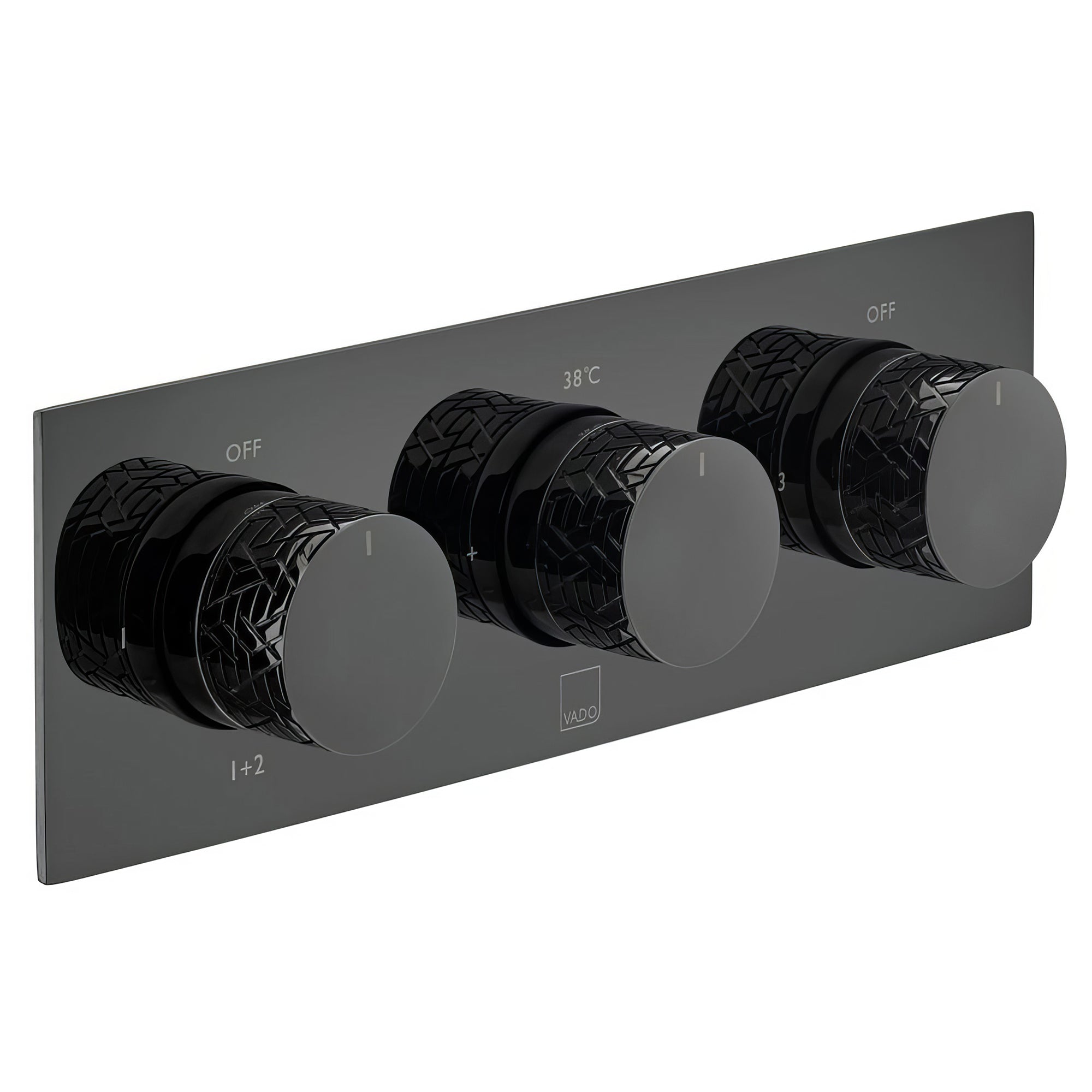Vado Individual Omika Noir Concealed Thermostatic Shower Valve - Polished Black - 2 or 3 Control