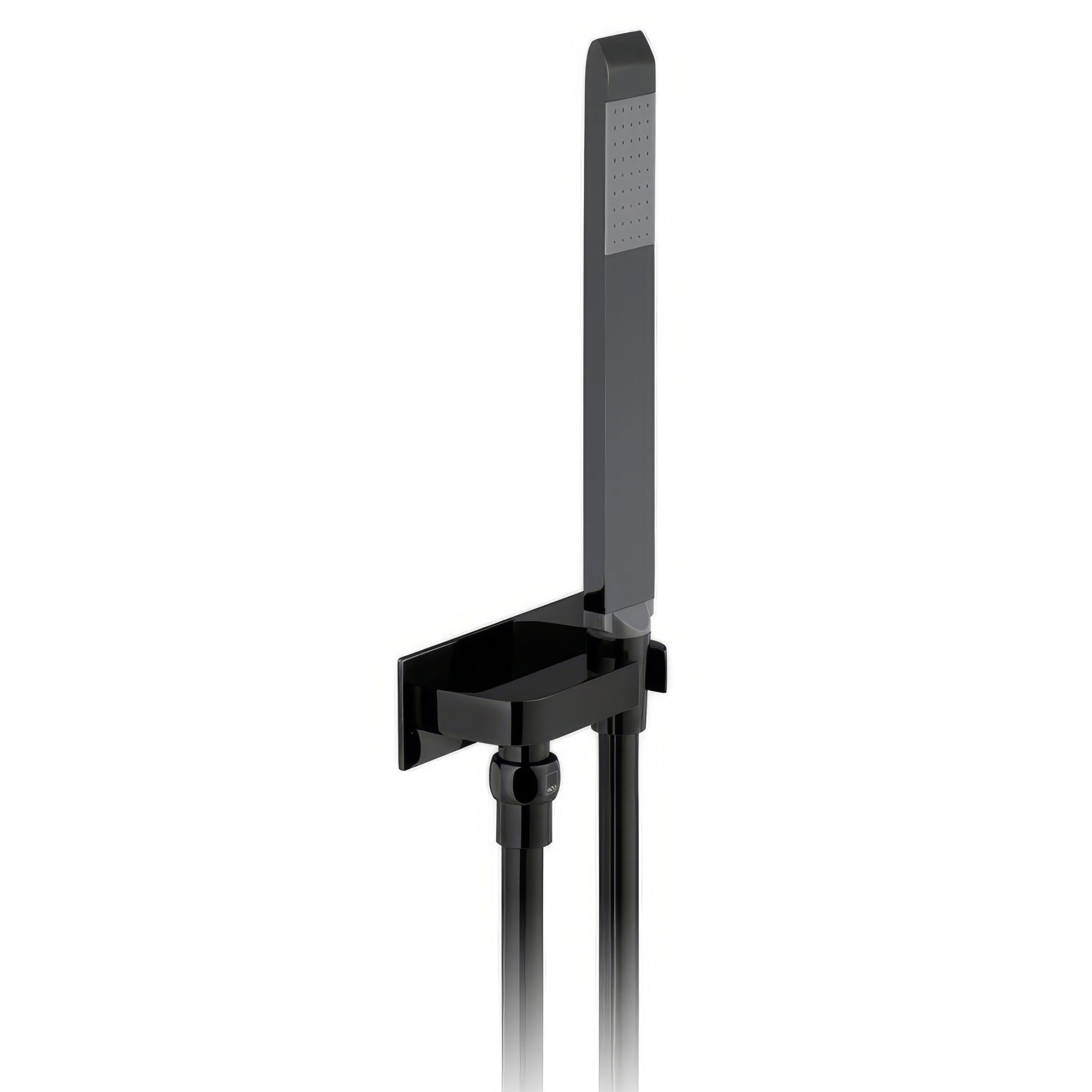 Vado Individual Omika Noir Black Shower Handset Kit with Hose and Bracket - Single Spray Mode