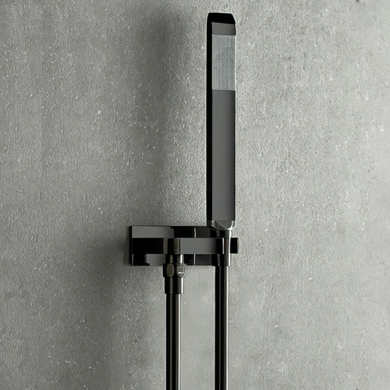 Vado Individual Omika Noir Black Shower Handset Kit with Hose and Bracket - Single Spray Mode
