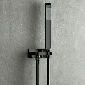 Vado Individual Omika Noir Black Shower Handset Kit with Hose and Bracket - Single Spray Mode