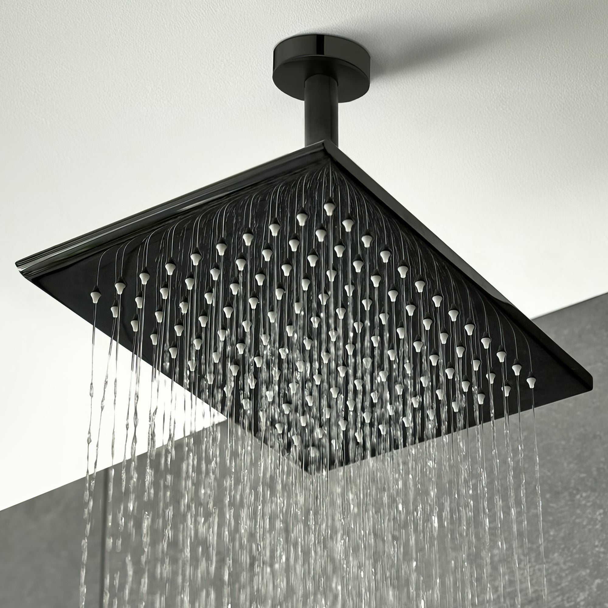 Vado Individual Omika Noir Rectangular Fixed Black Shower Head - 1 Spray Mode - 200 x 300mm