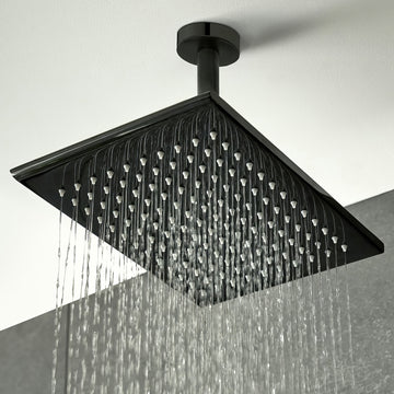 Vado Individual Omika Noir Rectangular Fixed Black Shower Head - 1 Spray Mode - 200 x 300mm