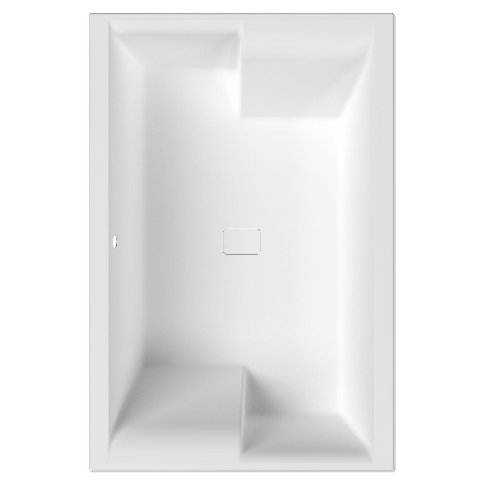 Double-ended Nuie acrylic spa bath measuring 1800x1200mm, shown inset in a modern bathroom setting.