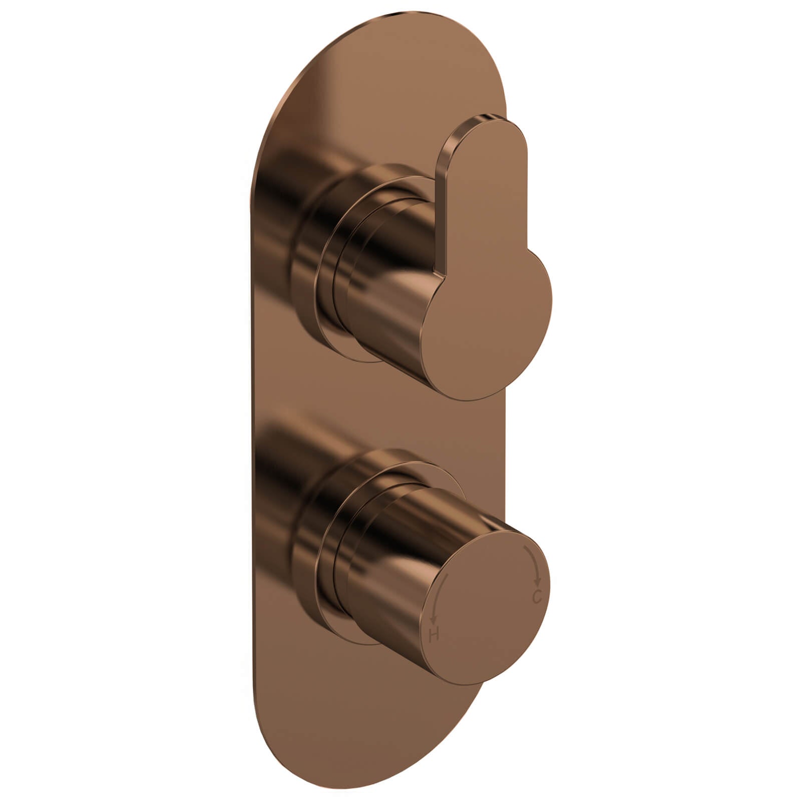 Nuie Arvan Contemporary Concealed Thermostatic Shower Valve - Oval Trim - 2 Control