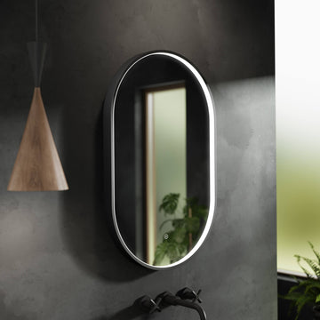 Hudson Reed Columba Oval LED Mirror with Demister Pad - Aluminium Frame - 500 x 800mm