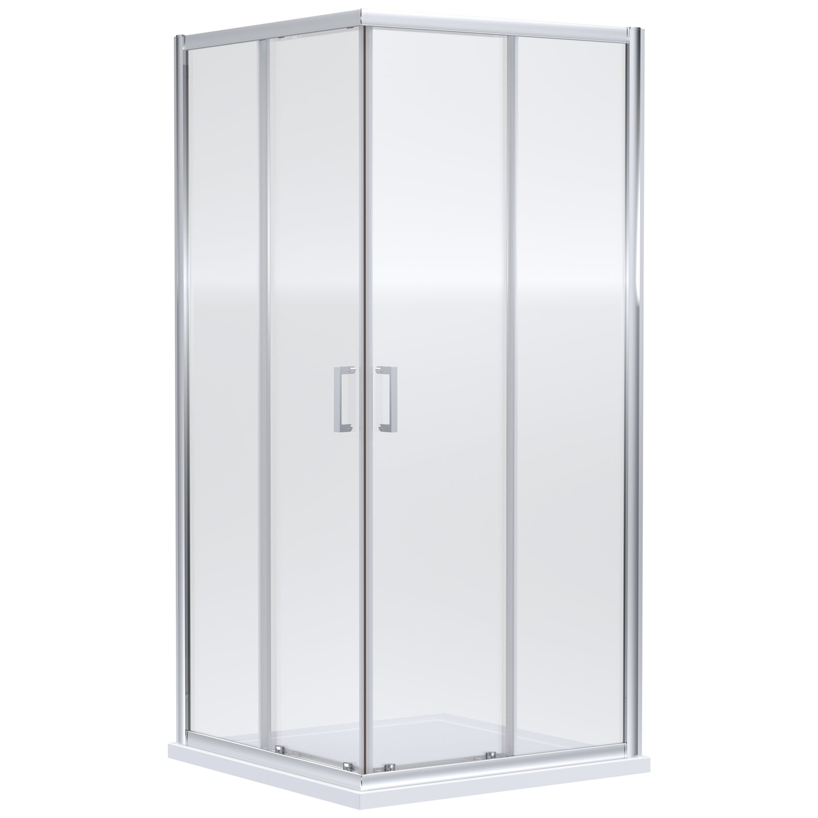 Nuie Rene Corner Entry Double Sliding Door Shower Cubicle - Aluminium Chrome Frame