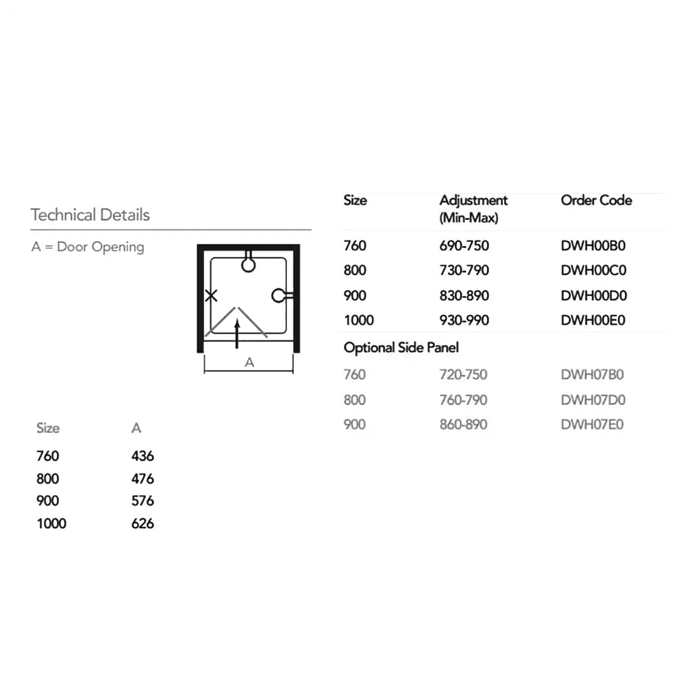 Merlyn Ionic Essence Bifold Chrome Shower Door - Aluminium Frame - Reversible