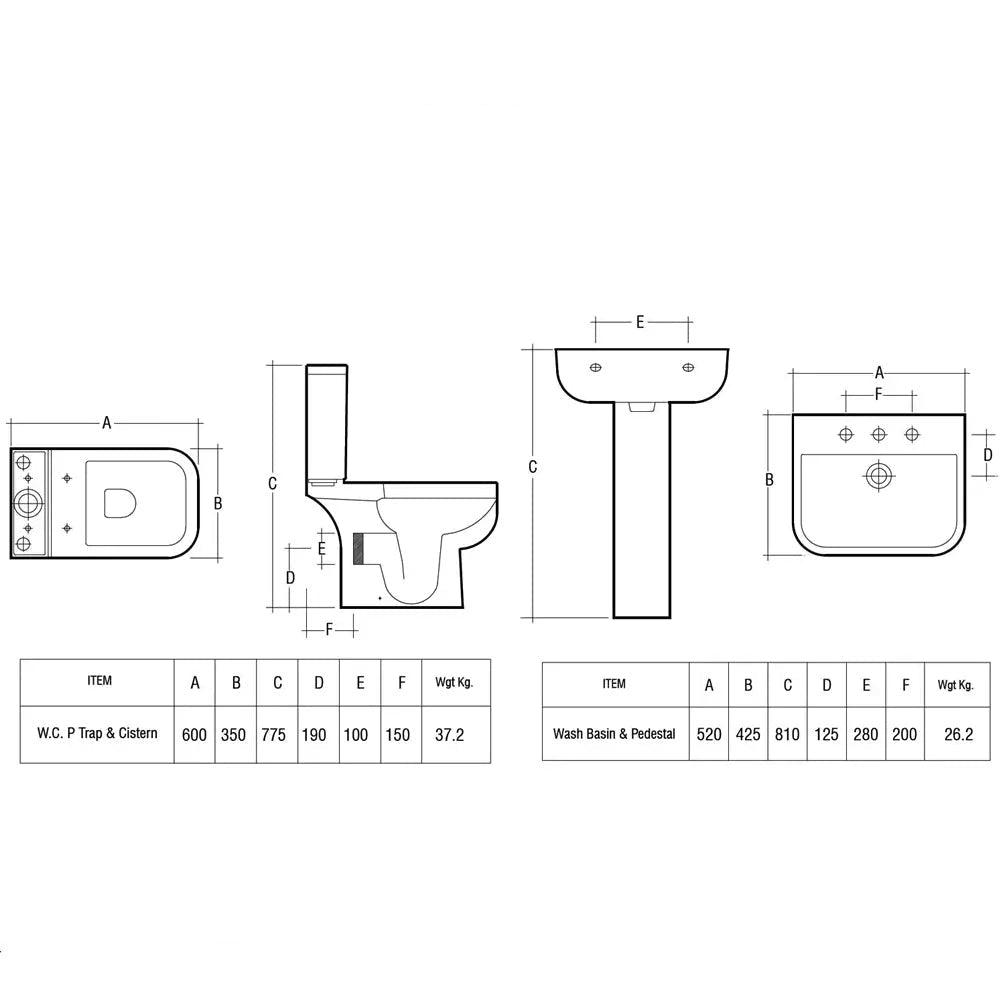 White RAK Series-600 contemporary cloakroom suite by Tuskan Tiles, featuring sleek design and modern fixtures for stylish small bathrooms.